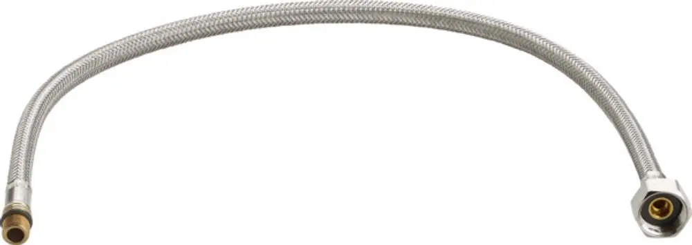 Edelstahl-Druckschlauch mit flexibler Bauweise, für Wasseranschlüsse geeignet. Hersteller ist Ideal Standard.